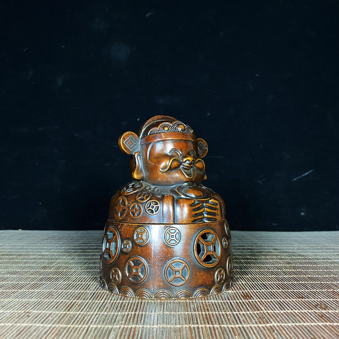 Handcrafted Pure Copper God of Wealth Incense Burner - Exquisite Craftsmanship, Unique Gift