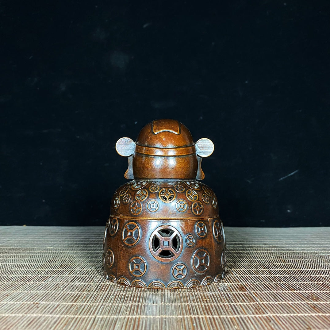 Handcrafted Pure Copper God of Wealth Incense Burner - Exquisite Craftsmanship, Unique Gift