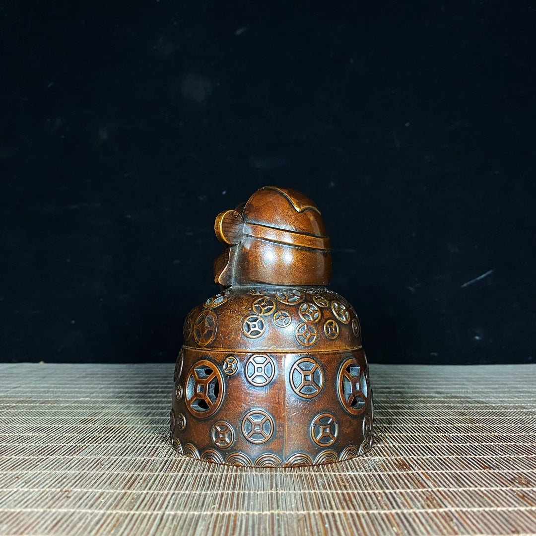 Handcrafted Pure Copper God of Wealth Incense Burner - Exquisite Craftsmanship, Unique Gift