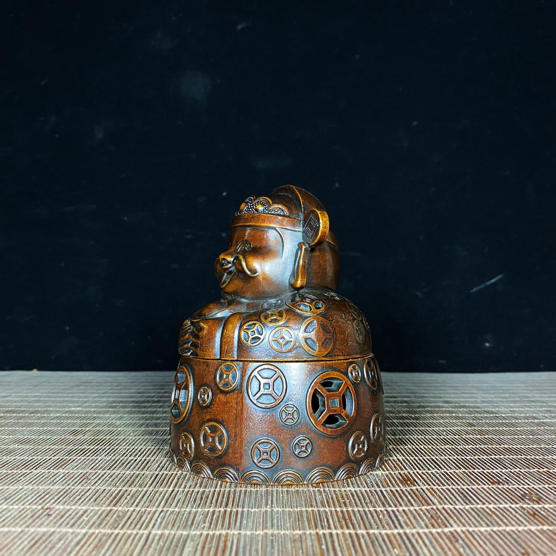 Handcrafted Pure Copper God of Wealth Incense Burner - Exquisite Craftsmanship, Unique Gift