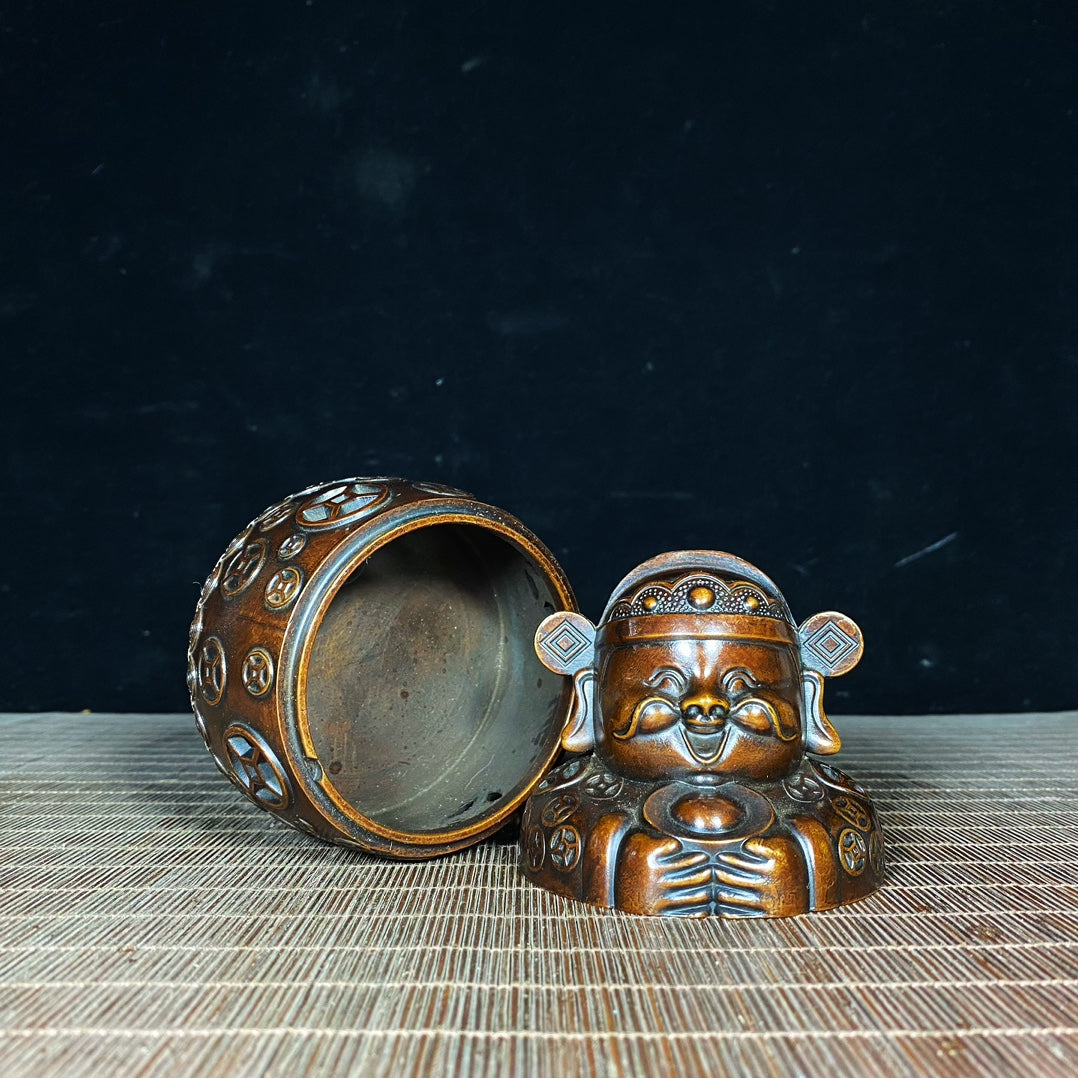 Handcrafted Pure Copper God of Wealth Incense Burner - Exquisite Craftsmanship, Unique Gift