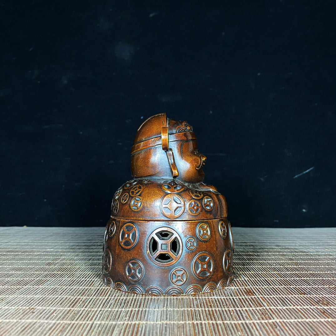 Handcrafted Pure Copper God of Wealth Incense Burner - Exquisite Craftsmanship, Unique Gift