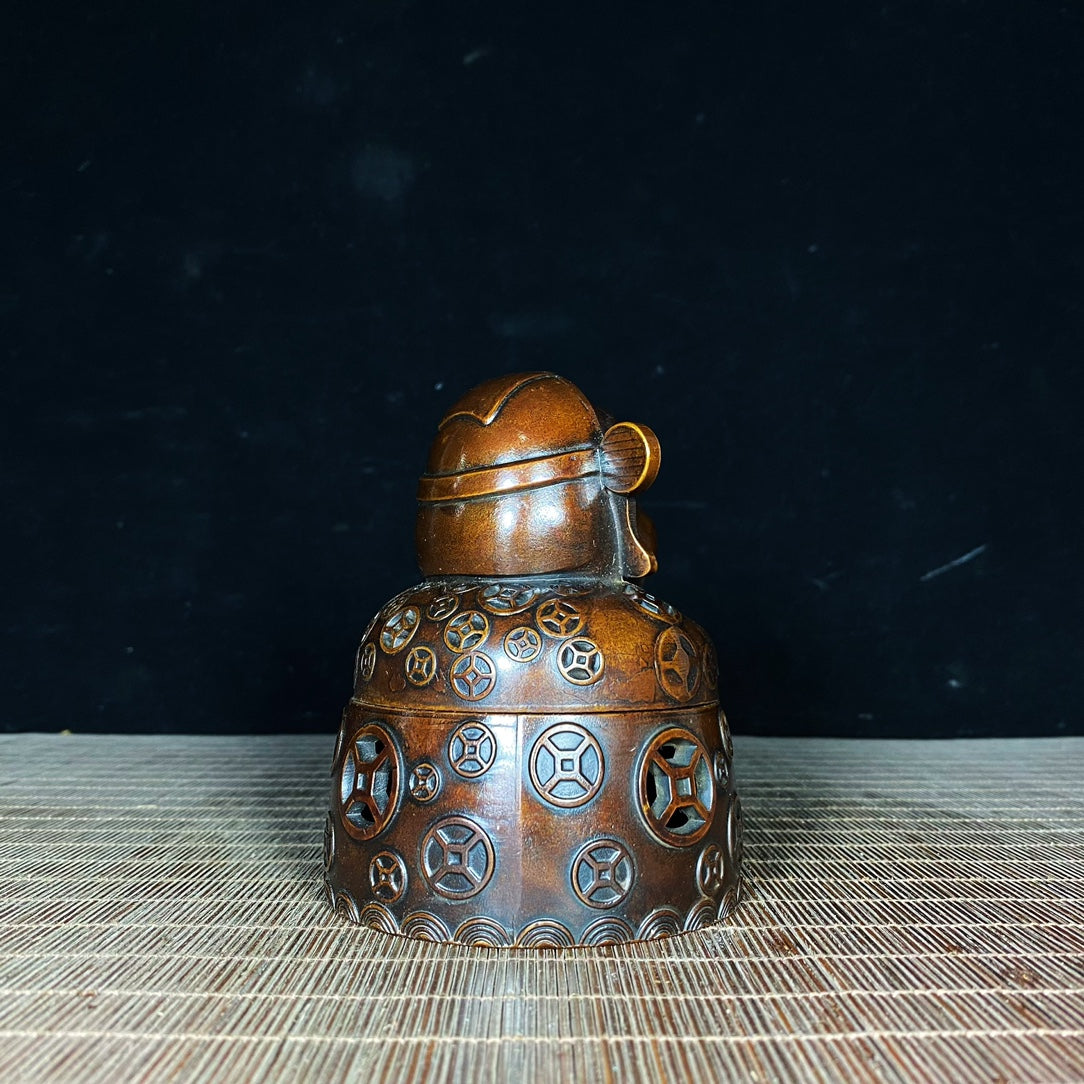 Handcrafted Pure Copper God of Wealth Incense Burner - Exquisite Craftsmanship, Unique Gift