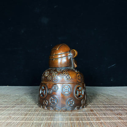 Handcrafted Pure Copper God of Wealth Incense Burner - Exquisite Craftsmanship, Unique Gift