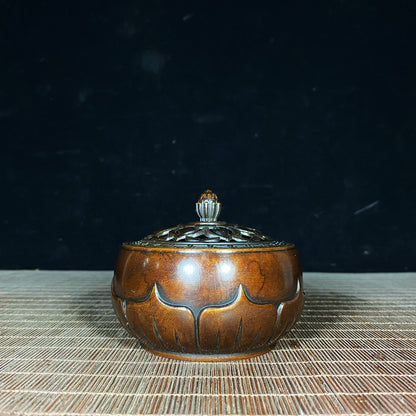 Handcrafted Pure Copper Lotus Incense Burner - Exquisite Craftsmanship & Unique Gift