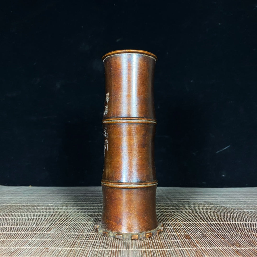 Pure Copper Bamboo Pen Holder - Handcrafted Vintage Art Piece | Exquisite Gift