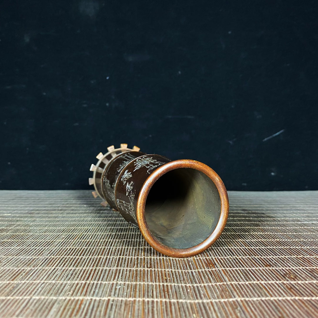 Pure Copper Bamboo Pen Holder - Handcrafted Vintage Art Piece | Exquisite Gift