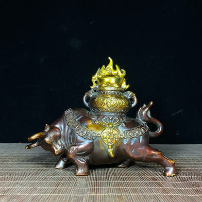 Handcrafted Bronze Gilded Wealth-Attracting Bull Statue