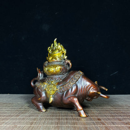 Handcrafted Bronze Gilded Wealth-Attracting Bull Statue