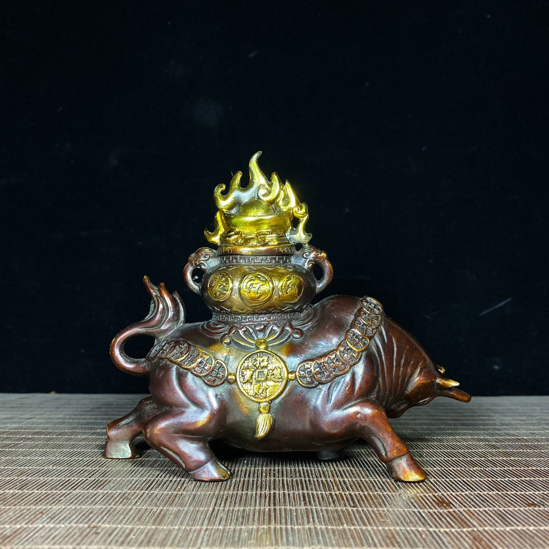 Handcrafted Bronze Gilded Wealth-Attracting Bull Statue