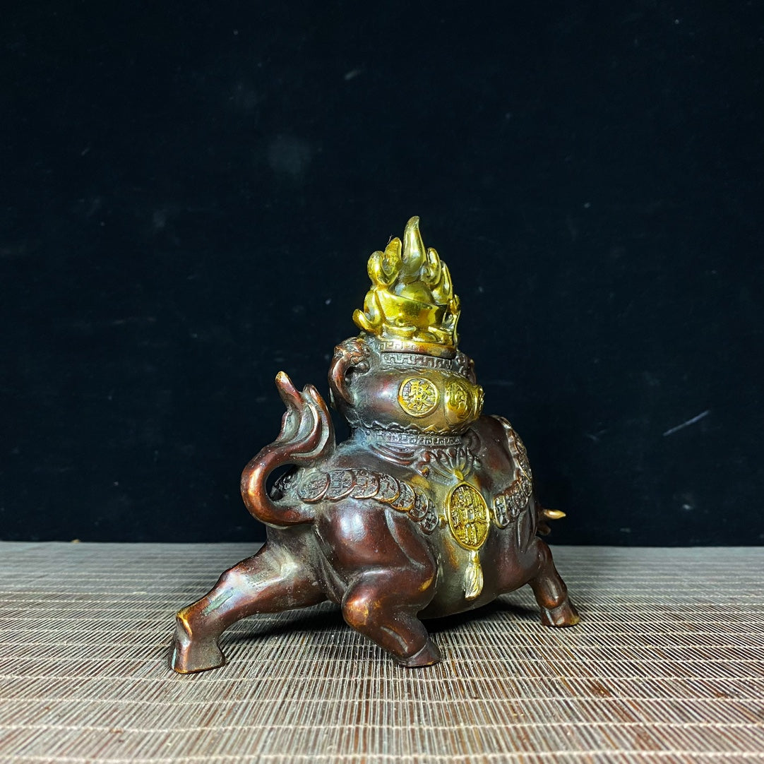 Handcrafted Bronze Gilded Wealth-Attracting Bull Statue