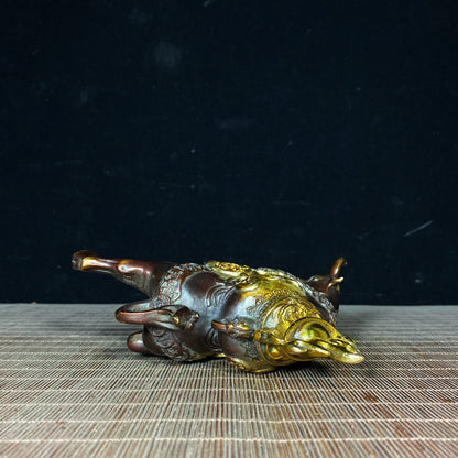 Handcrafted Bronze Gilded Wealth-Attracting Bull Statue