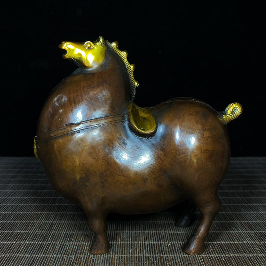 Exquisite Handcrafted Pure Copper Tang Dynasty Horse Statue - Unique Rare Vintage Art Piece, Perfect Gift