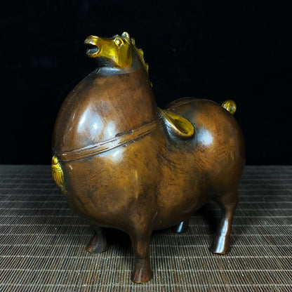 Exquisite Handcrafted Pure Copper Tang Dynasty Horse Statue - Unique Rare Vintage Art Piece, Perfect Gift