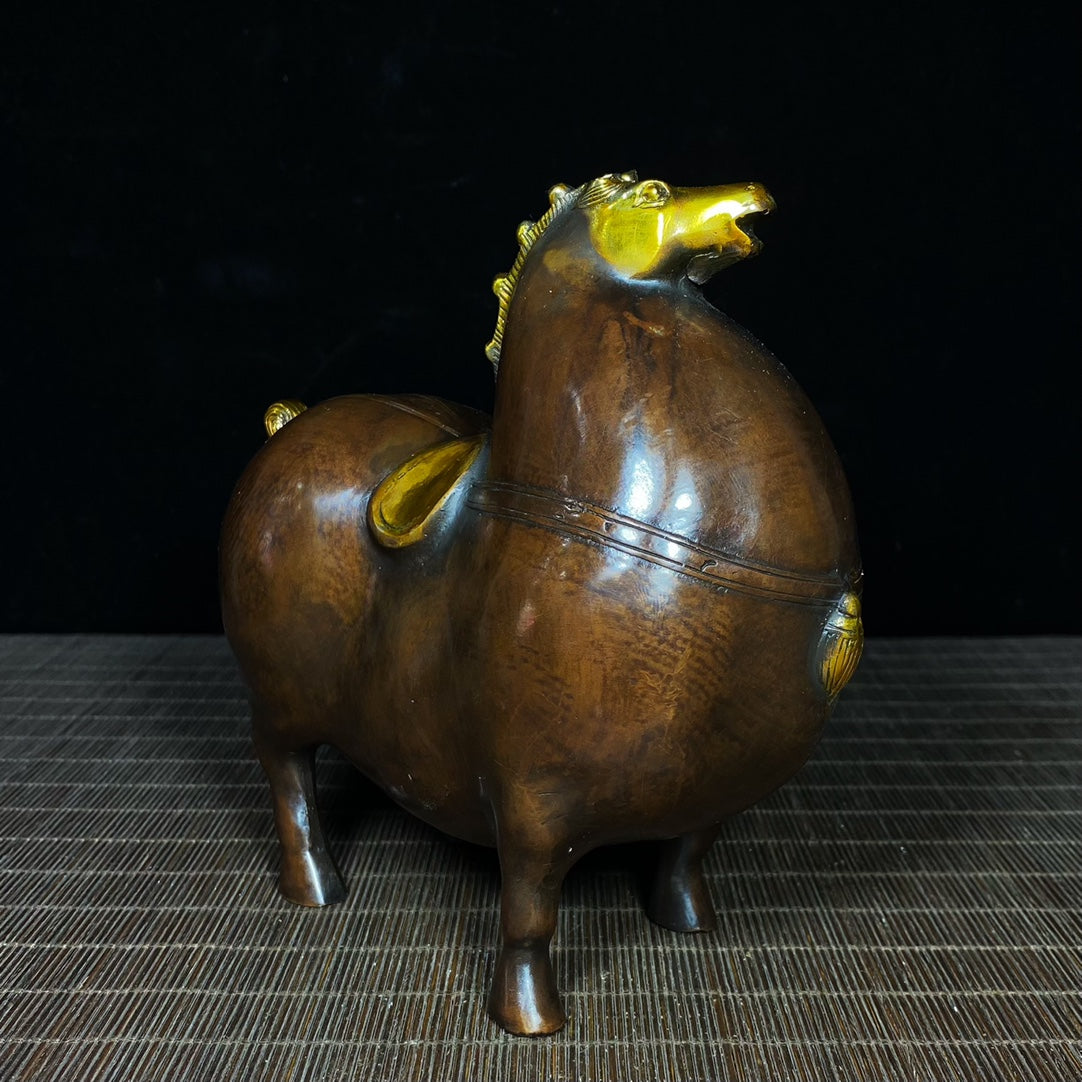 Exquisite Handcrafted Pure Copper Tang Dynasty Horse Statue - Unique Rare Vintage Art Piece, Perfect Gift