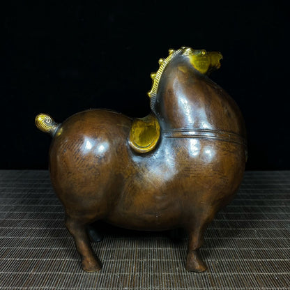 Exquisite Handcrafted Pure Copper Tang Dynasty Horse Statue - Unique Rare Vintage Art Piece, Perfect Gift