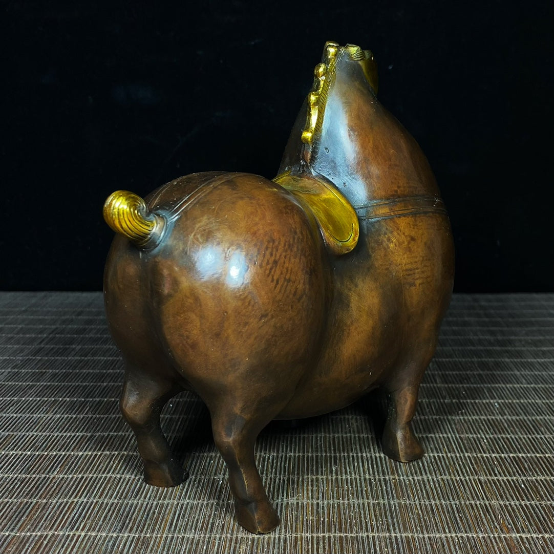 Exquisite Handcrafted Pure Copper Tang Dynasty Horse Statue - Unique Rare Vintage Art Piece, Perfect Gift