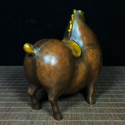 Exquisite Handcrafted Pure Copper Tang Dynasty Horse Statue - Unique Rare Vintage Art Piece, Perfect Gift