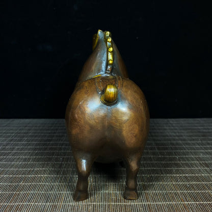 Exquisite Handcrafted Pure Copper Tang Dynasty Horse Statue - Unique Rare Vintage Art Piece, Perfect Gift