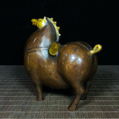 Exquisite Handcrafted Pure Copper Tang Dynasty Horse Statue - Unique Rare Vintage Art Piece, Perfect Gift