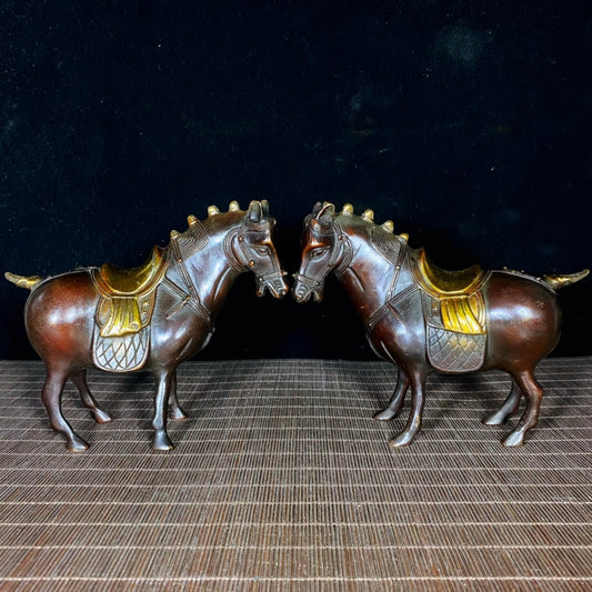 Exquisite Handcrafted Gilded Bronze Tang Horse Statues - A Unique Gift and Rare Collectible