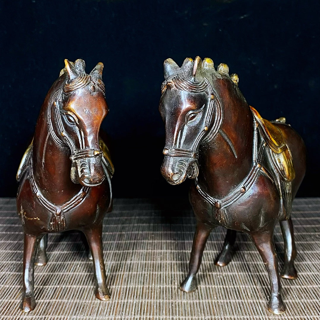 Exquisite Handcrafted Gilded Bronze Tang Horse Statues - A Unique Gift and Rare Collectible