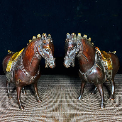 Exquisite Handcrafted Gilded Bronze Tang Horse Statues - A Unique Gift and Rare Collectible