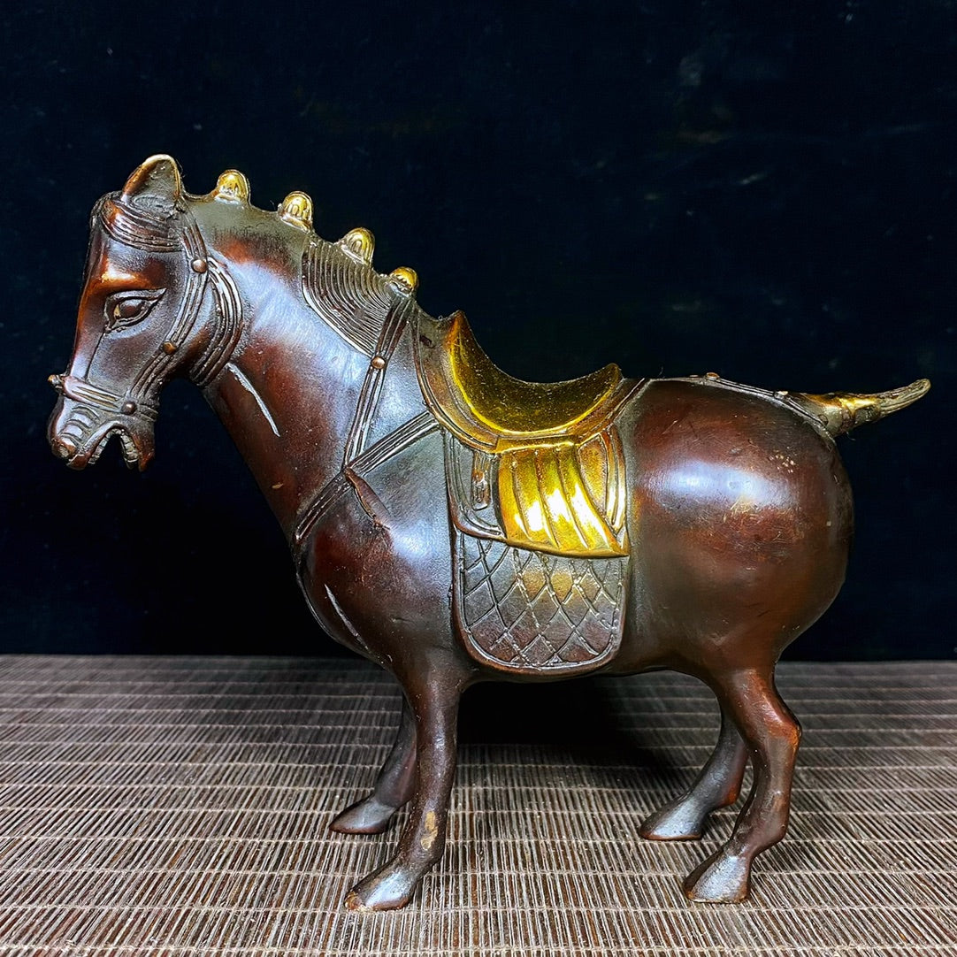 Exquisite Handcrafted Gilded Bronze Tang Horse Statues - A Unique Gift and Rare Collectible