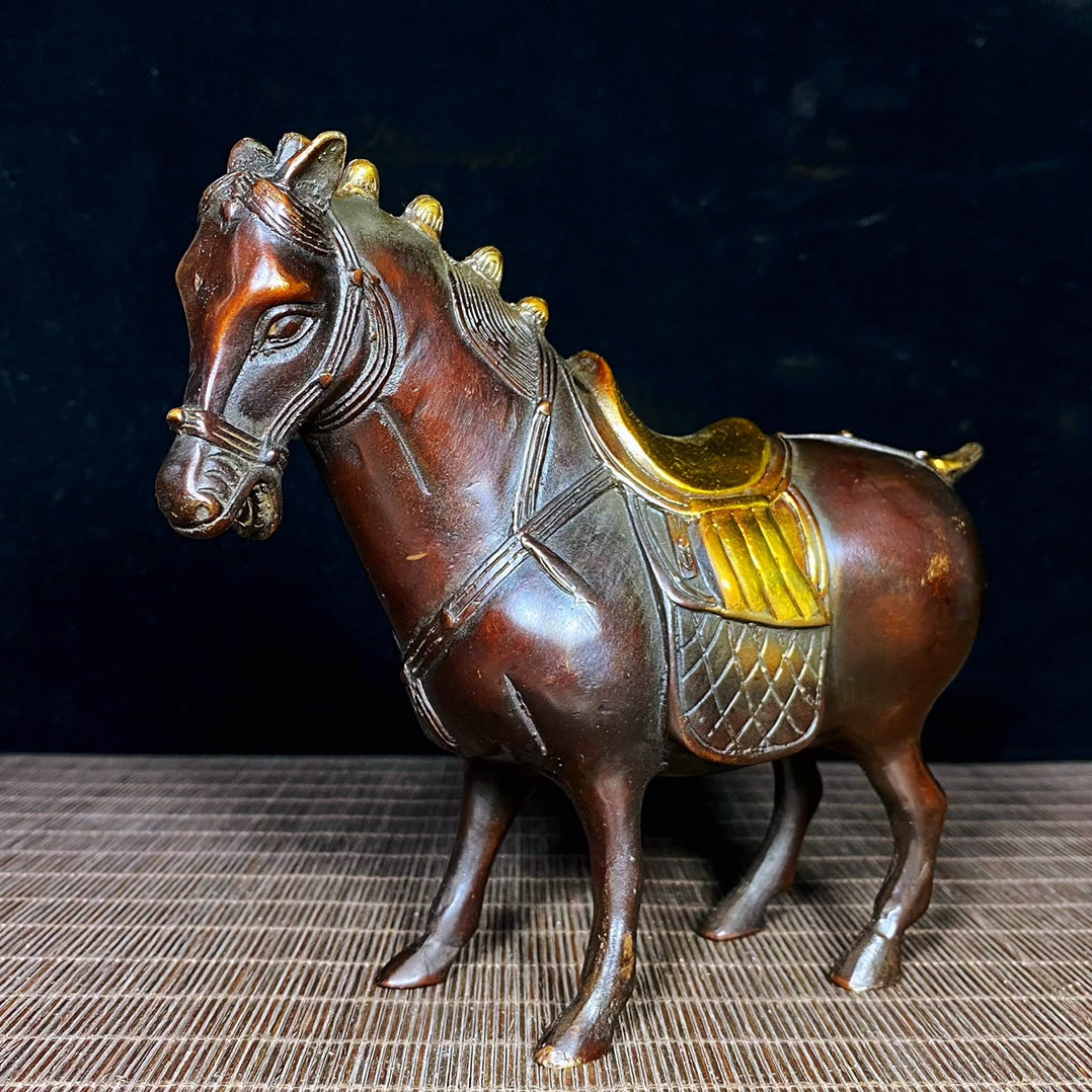 Exquisite Handcrafted Gilded Bronze Tang Horse Statues - A Unique Gift and Rare Collectible