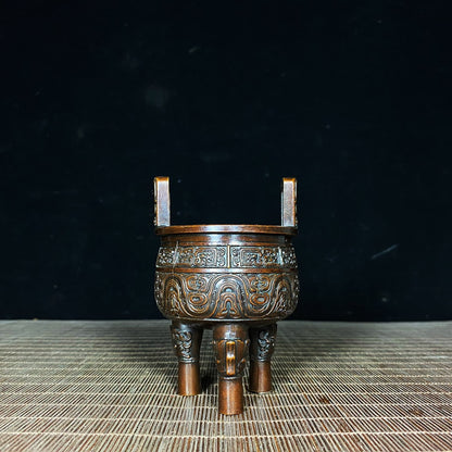 Exquisite Handcrafted Pure Copper Tripod Cauldron - Unique Vintage Artwork, Collector's Item, Personalized Gift