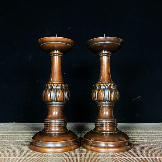 Vintage Handcrafted Pure Copper Lotus Candle Holders (Set of 2) - Exquisite Artistry, Perfect for Collectors & Home Decor