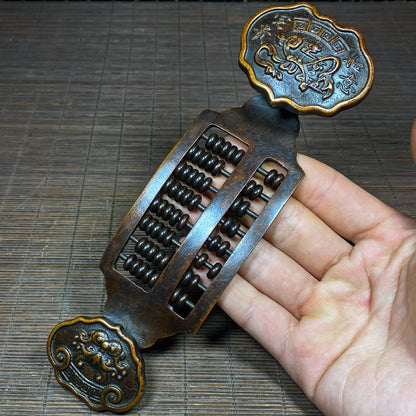 Exquisite Handmade Pure Copper Abacus in Ruyi Shape - A Rare Artistic Masterpiece